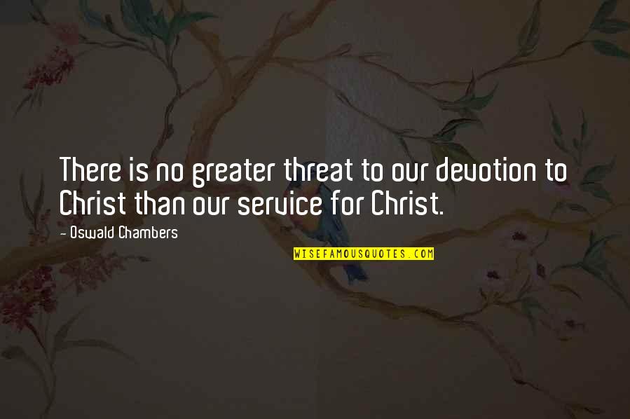 Crossing Delancey Quotes By Oswald Chambers: There is no greater threat to our devotion