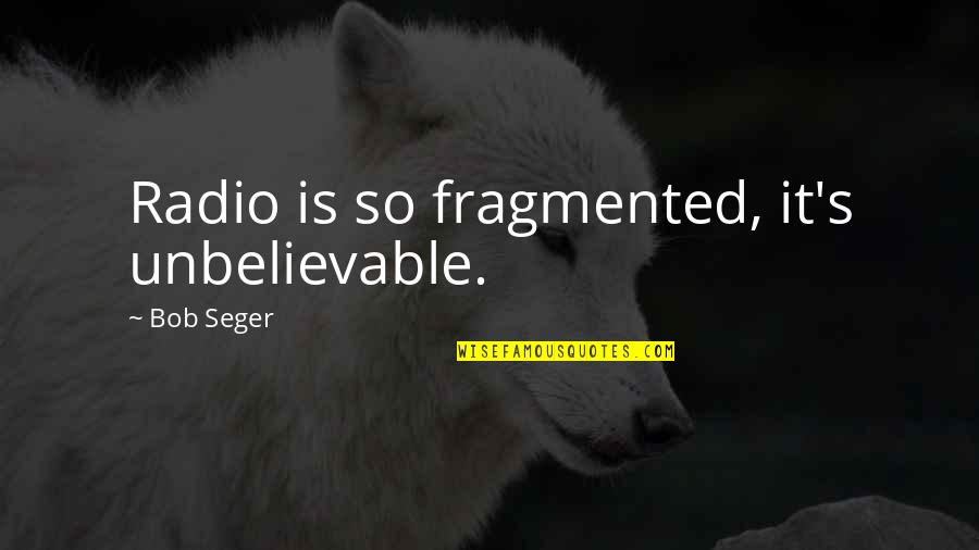 Croupier's Quotes By Bob Seger: Radio is so fragmented, it's unbelievable.