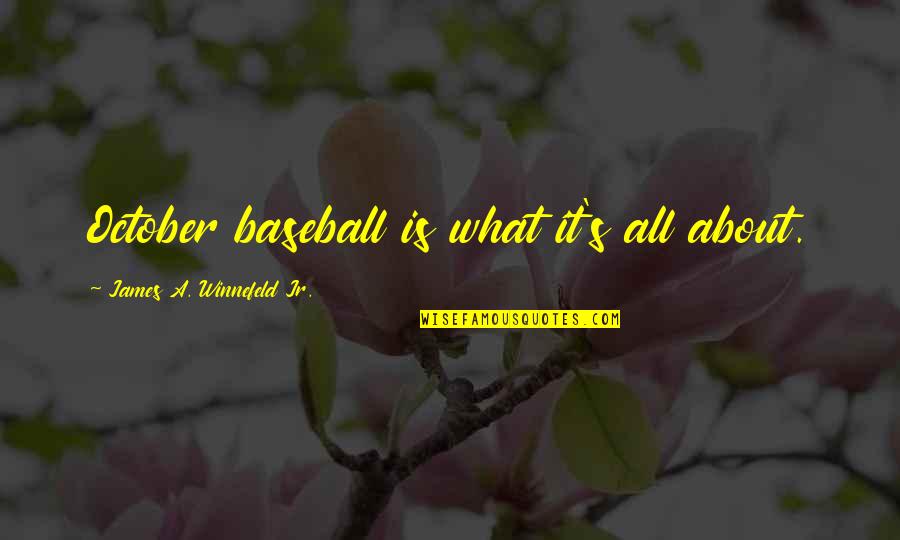 Crow Country Kate Constable Quotes By James A. Winnefeld Jr.: October baseball is what it's all about.