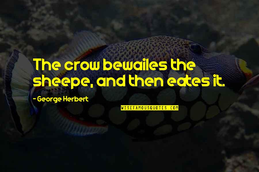 Crow Quotes By George Herbert: The crow bewailes the sheepe, and then eates