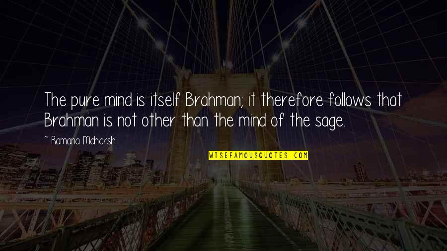Crowd Control Quotes By Ramana Maharshi: The pure mind is itself Brahman; it therefore Crowd Control Quotes By Ramana Maharshi: The pure mind is itself Brahman; it therefore