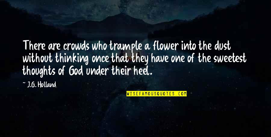 Crowds Quotes By J.G. Holland: There are crowds who trample a flower into