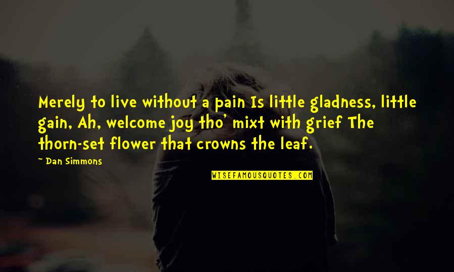 Crowns Quotes By Dan Simmons: Merely to live without a pain Is little