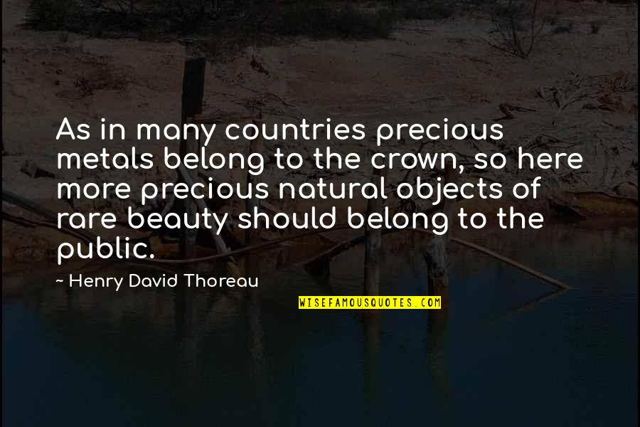 Crowns Quotes By Henry David Thoreau: As in many countries precious metals belong to