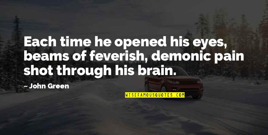 Crucible Lying Quotes By John Green: Each time he opened his eyes, beams of