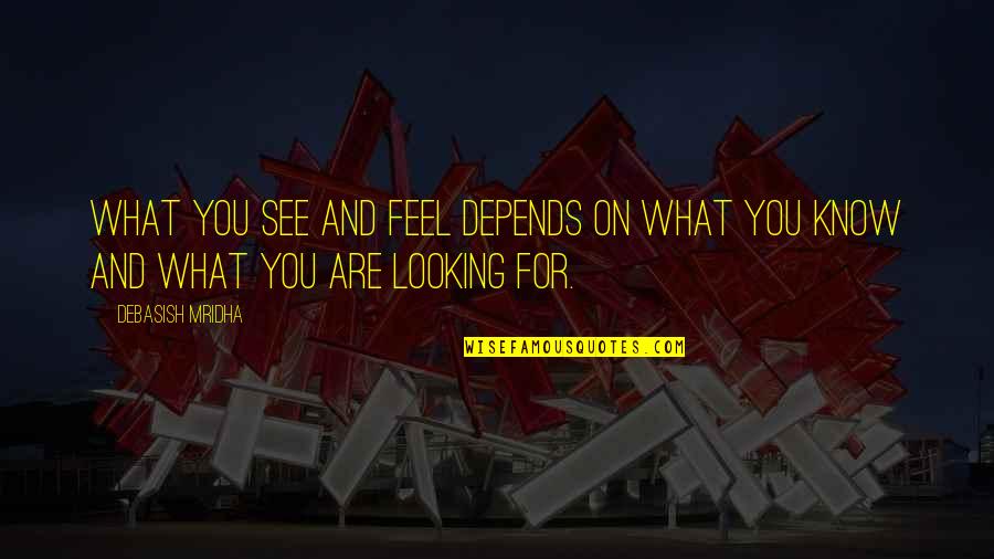 Crucibles Quotes By Debasish Mridha: What you see and feel depends on what