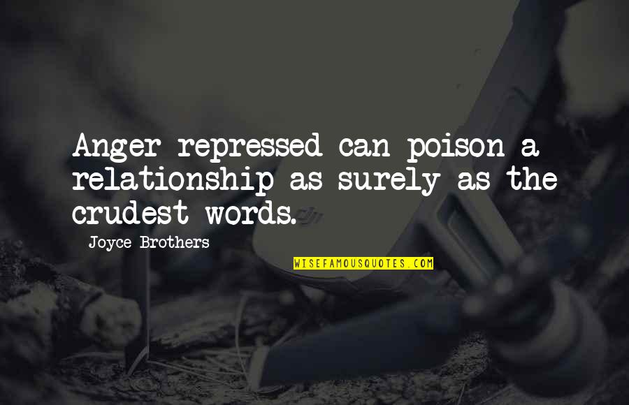 Crudest Quotes By Joyce Brothers: Anger repressed can poison a relationship as surely