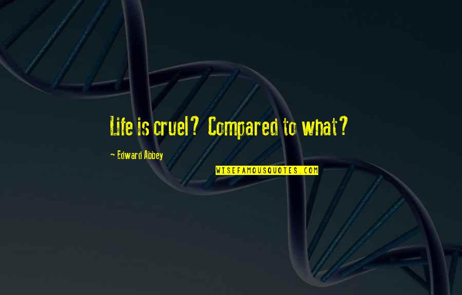 Cruel Life Quotes By Edward Abbey: Life is cruel? Compared to what?
