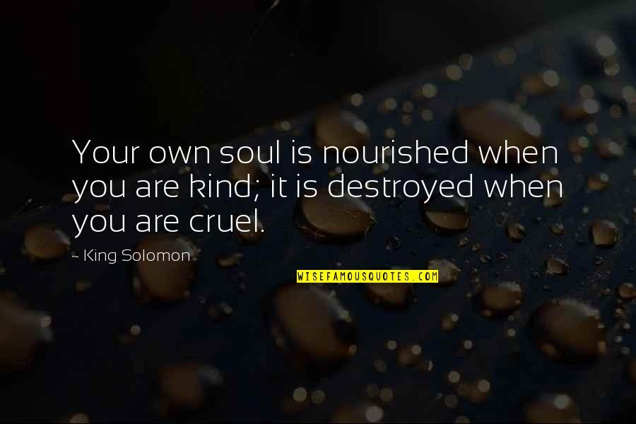 Cruel To Be Kind Quotes By King Solomon: Your own soul is nourished when you are
