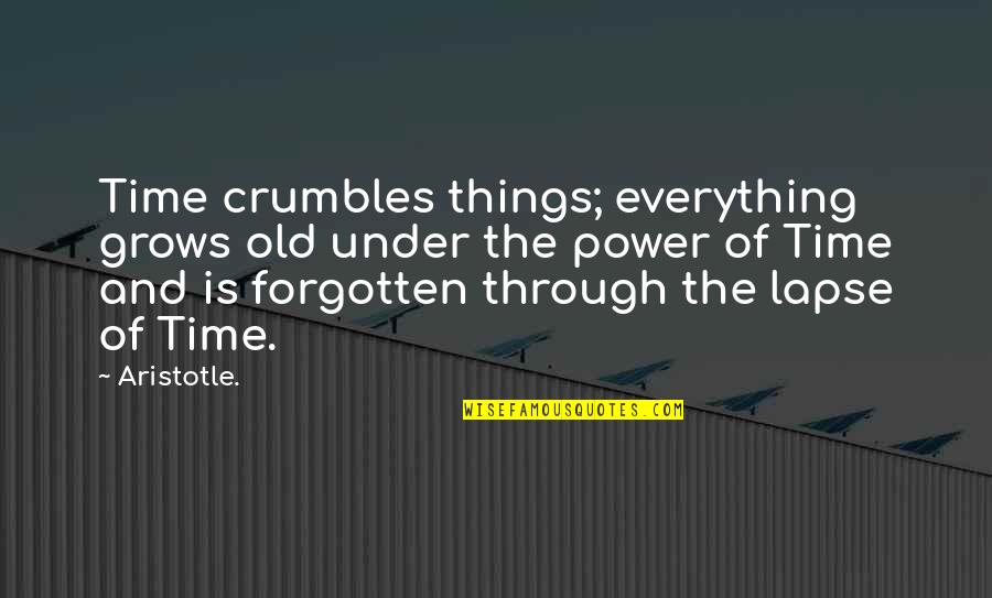 Crumbles Quotes By Aristotle.: Time crumbles things; everything grows old under the