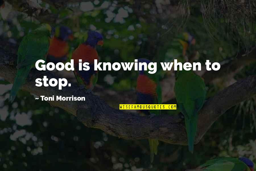 Crumley Law Quotes By Toni Morrison: Good is knowing when to stop.