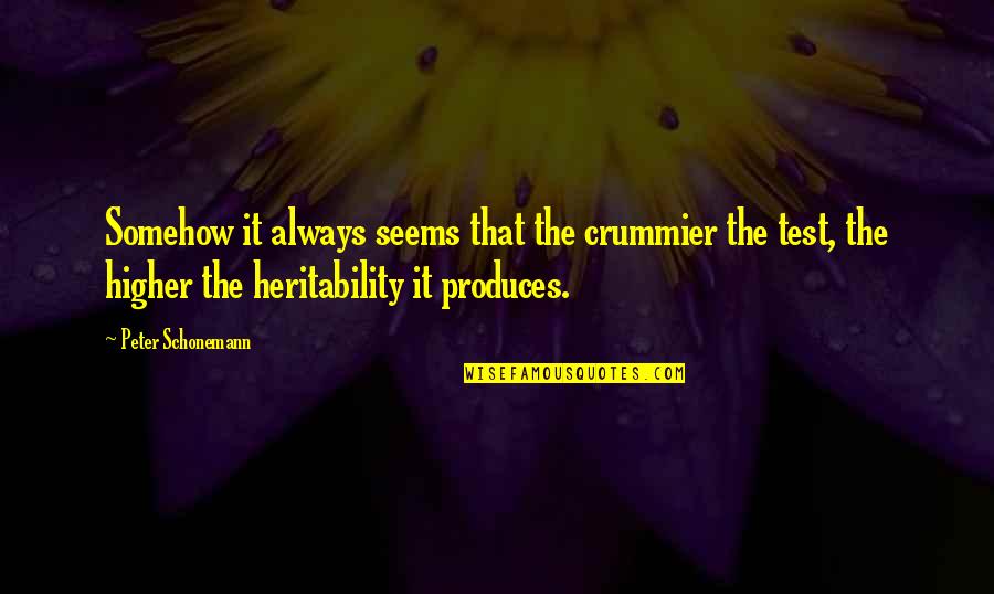 Crummier Quotes By Peter Schonemann: Somehow it always seems that the crummier the