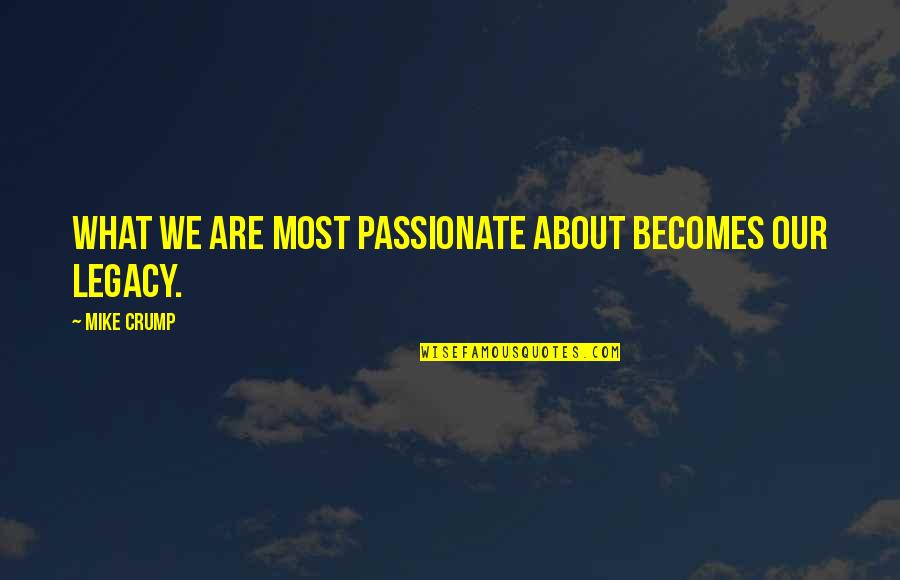 Crump Quotes By Mike Crump: What we are most passionate about becomes our