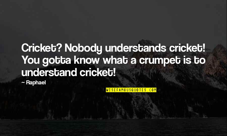 Crumpet Quotes By Raphael: Cricket? Nobody understands cricket! You gotta know what