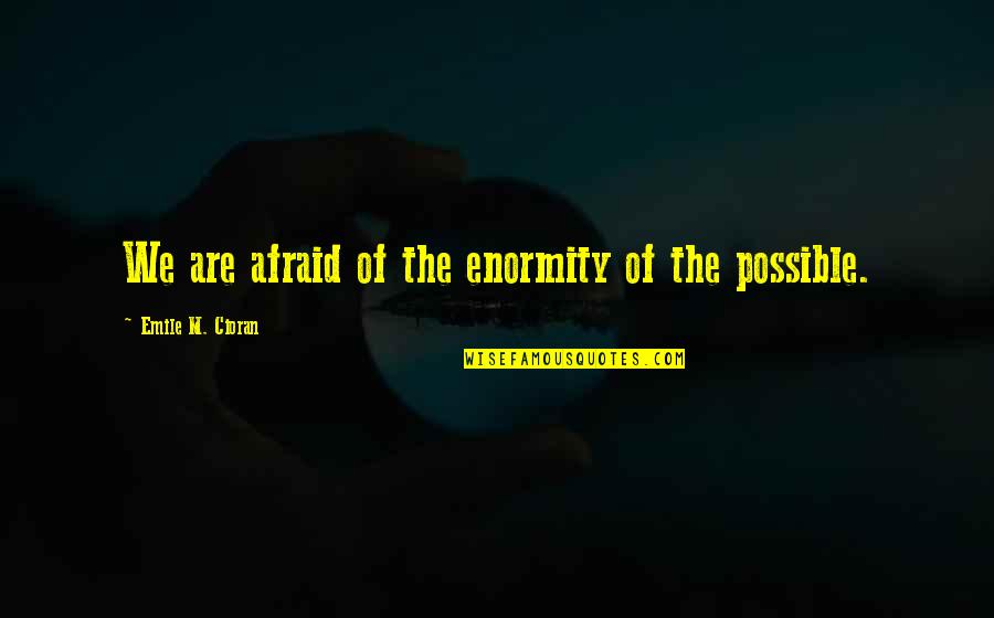 Crusader Quotes By Emile M. Cioran: We are afraid of the enormity of the