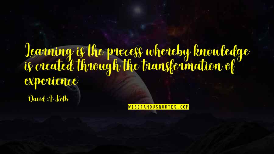 Crush And Keatyn Quotes By David A. Kolb: Learning is the process whereby knowledge is created