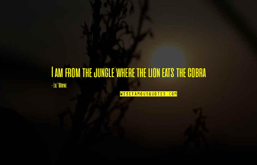 Crush Ignoring You Quotes By Lil' Wayne: I am from the jungle where the lion Crush Ignoring You Quotes By Lil' Wayne: I am from the jungle where the lion