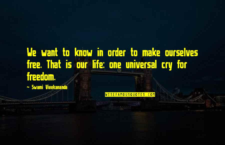 Cry For Freedom Quotes By Swami Vivekananda: We want to know in order to make Cry For Freedom Quotes By Swami Vivekananda: We want to know in order to make