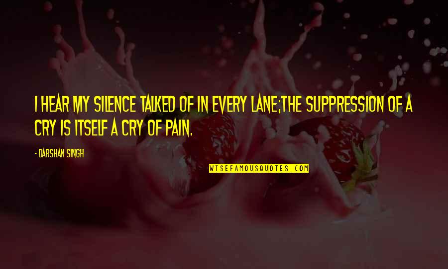 Cry In Silence Quotes By Darshan Singh: I hear my silence talked of in every