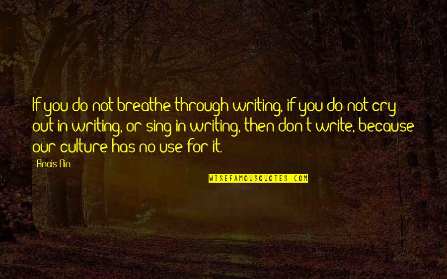 Cry It Out Quotes By Anais Nin: If you do not breathe through writing, if