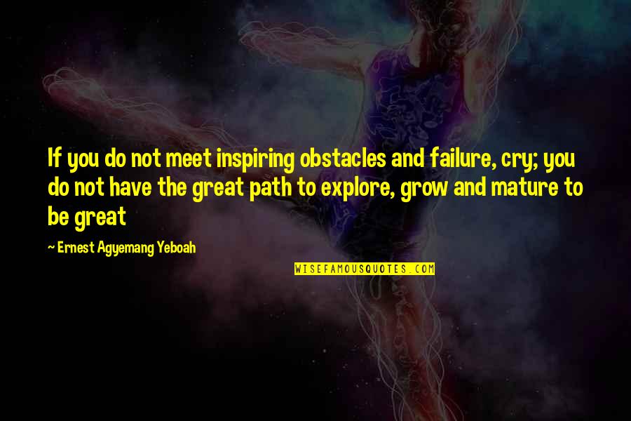 Cry Quotes And Quotes By Ernest Agyemang Yeboah: If you do not meet inspiring obstacles and