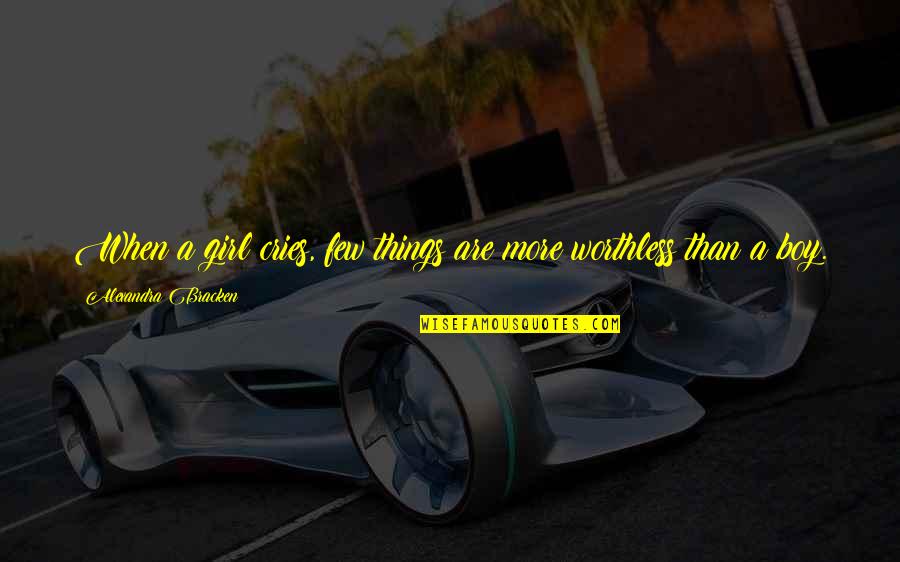 Crying Over A Girl Quotes By Alexandra Bracken: When a girl cries, few things are more Crying Over A Girl Quotes By Alexandra Bracken: When a girl cries, few things are more