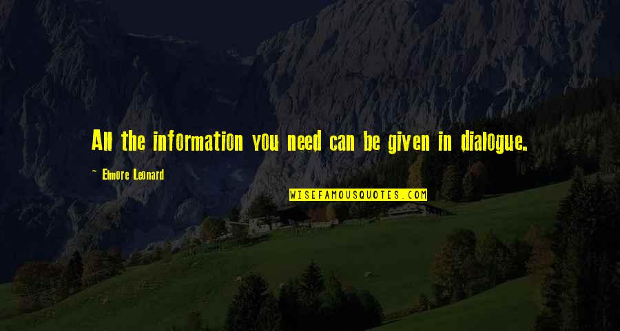 Cs Lewis Education Quotes By Elmore Leonard: All the information you need can be given