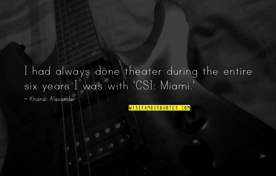 Csi Miami Quotes By Khandi Alexander: I had always done theater during the entire