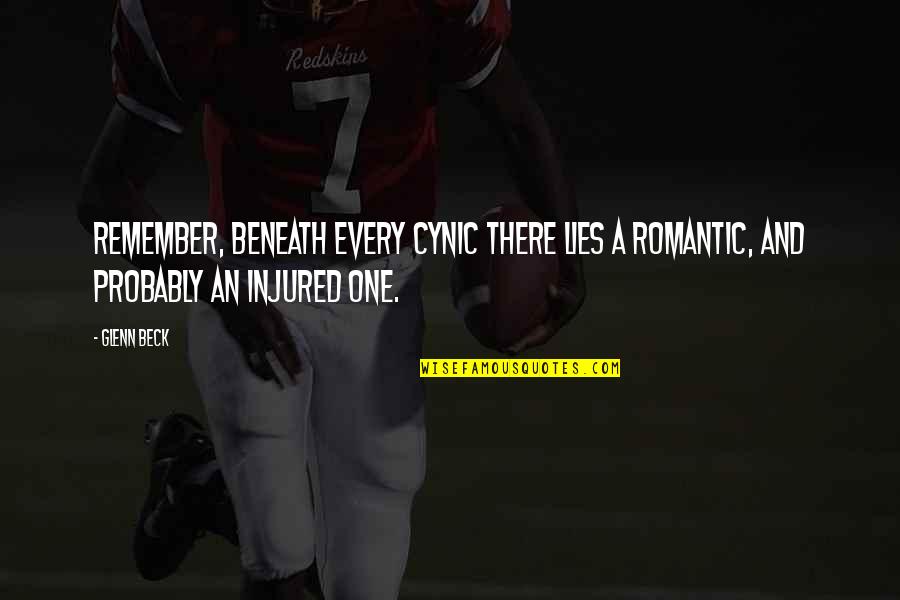 Cubbies Embroidery Quotes By Glenn Beck: Remember, beneath every cynic there lies a romantic,