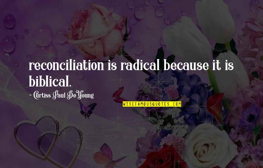 Cubic Zirconia Quotes By Curtiss Paul DeYoung: reconciliation is radical because it is biblical.