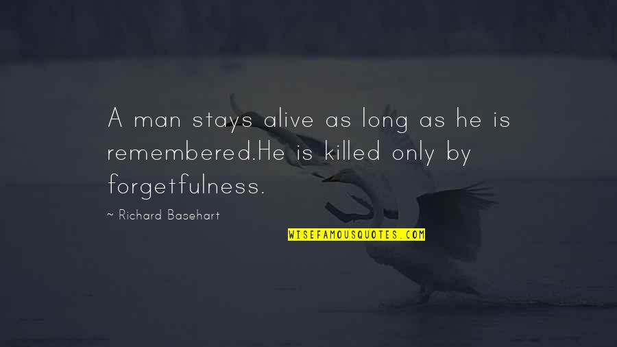 Cubre Bocas Quotes By Richard Basehart: A man stays alive as long as he
