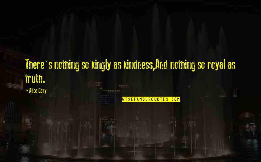 Cude Quotes By Alice Cary: There's nothing so kingly as kindness,And nothing so
