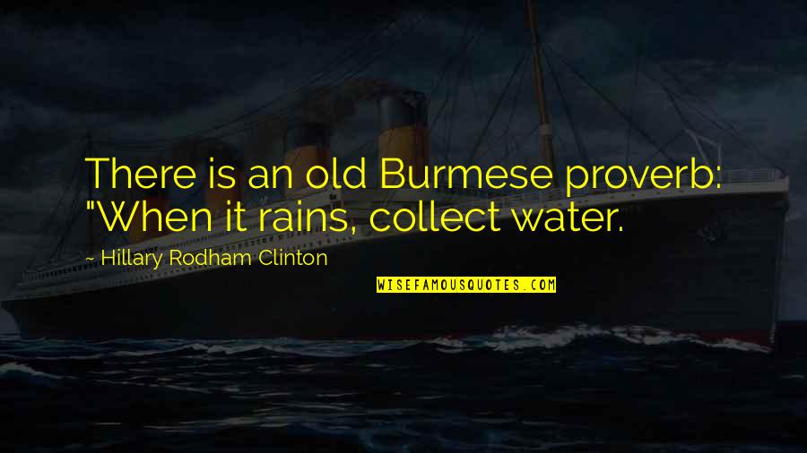 Cudis Consumer Quotes By Hillary Rodham Clinton: There is an old Burmese proverb: "When it