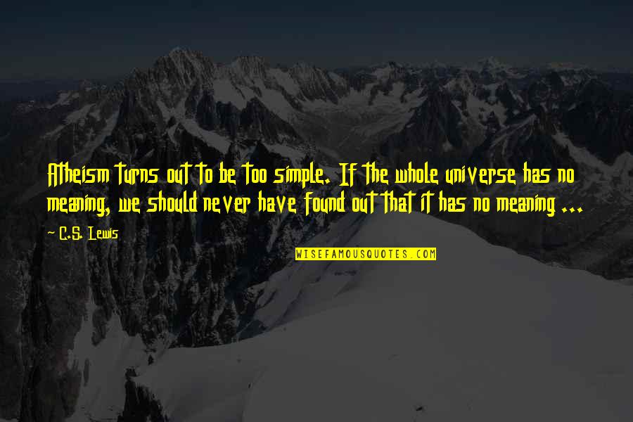 Cujus Significado Quotes By C.S. Lewis: Atheism turns out to be too simple. If Cujus Significado Quotes By C.S. Lewis: Atheism turns out to be too simple. If