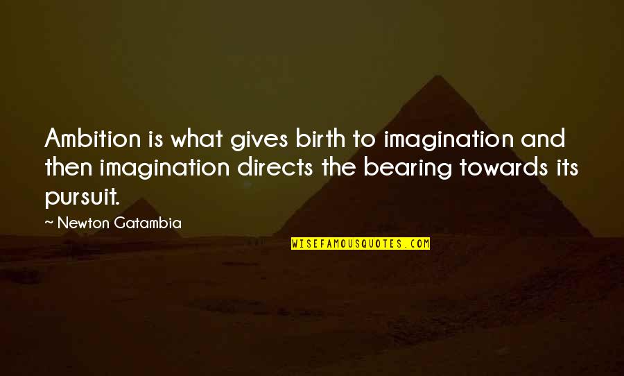 Cukovici Quotes By Newton Gatambia: Ambition is what gives birth to imagination and