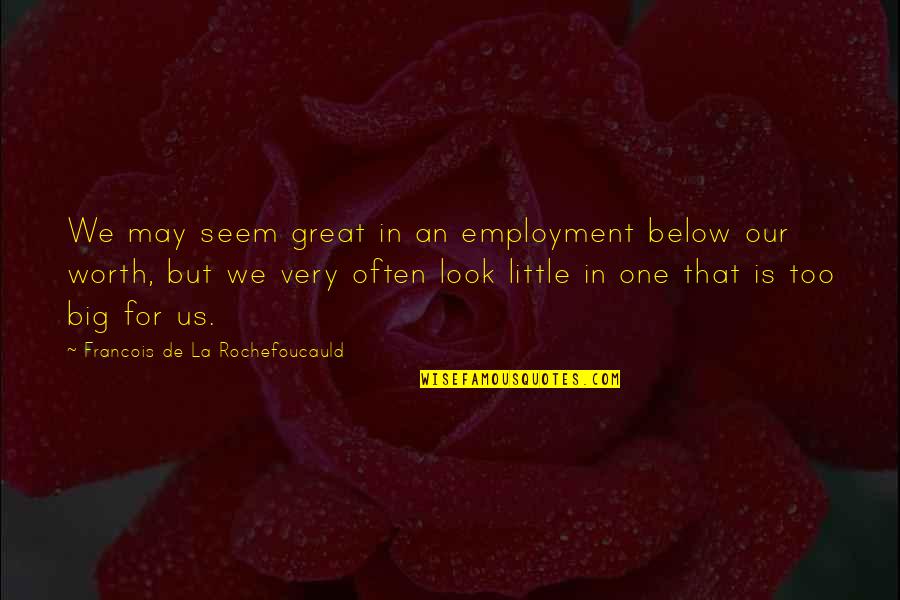 Cullari Vineyard Quotes By Francois De La Rochefoucauld: We may seem great in an employment below