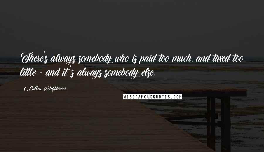 Cullen Hightower quotes: There's always somebody who is paid too much, and taxed too little - and it's always somebody else.