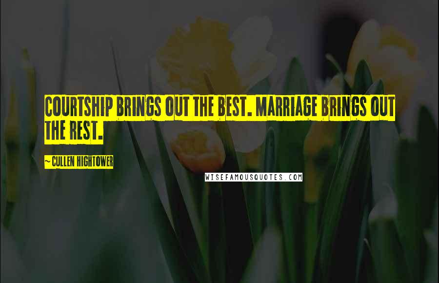 Cullen Hightower quotes: Courtship brings out the best. Marriage brings out the rest.