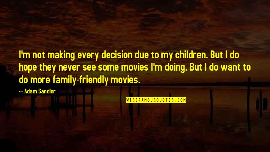 Culling Friends Quotes By Adam Sandler: I'm not making every decision due to my