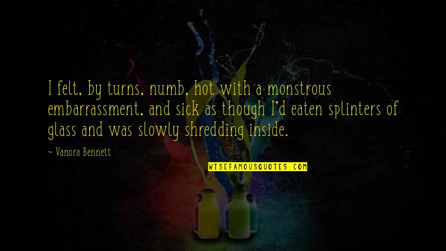 Cullowhee Quotes By Vanora Bennett: I felt, by turns, numb, hot with a