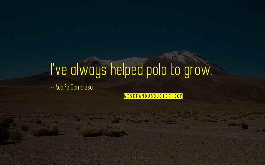 Cultivamos Excelencia Quotes By Adolfo Cambiaso: I've always helped polo to grow. Cultivamos Excelencia Quotes By Adolfo Cambiaso: I've always helped polo to grow.