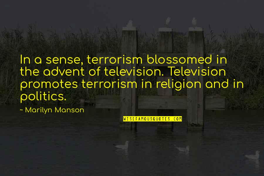 Cultiver La Quotes By Marilyn Manson: In a sense, terrorism blossomed in the advent Cultiver La Quotes By Marilyn Manson: In a sense, terrorism blossomed in the advent