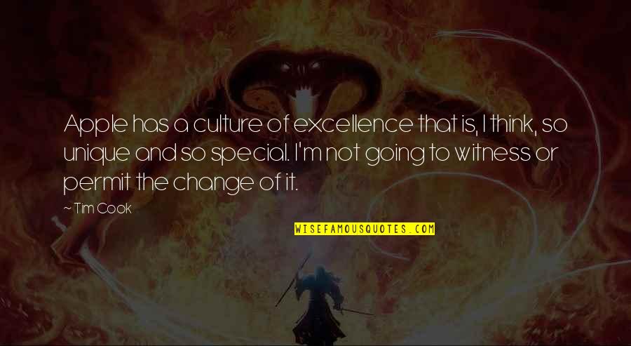 Culture And Change Quotes By Tim Cook: Apple has a culture of excellence that is,