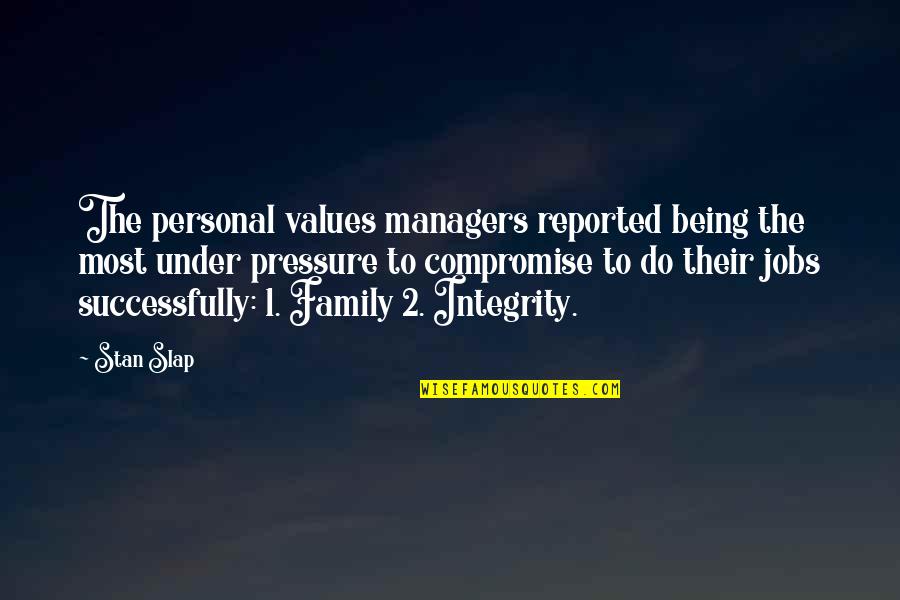 Culture And Family Quotes By Stan Slap: The personal values managers reported being the most