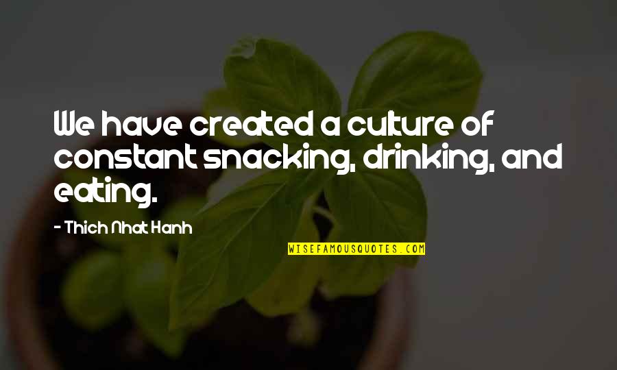 Culture And Quotes By Thich Nhat Hanh: We have created a culture of constant snacking,