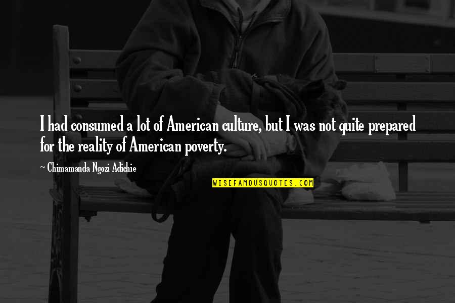 Culture Of Poverty Quotes By Chimamanda Ngozi Adichie: I had consumed a lot of American culture,