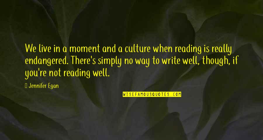 Culture Of Reading Quotes By Jennifer Egan: We live in a moment and a culture