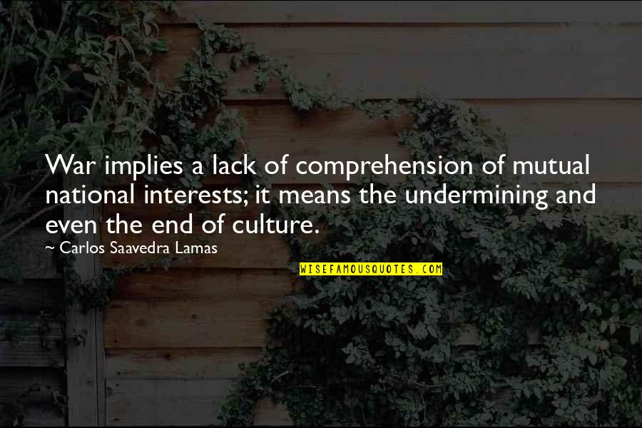 Culture War Quotes By Carlos Saavedra Lamas: War implies a lack of comprehension of mutual