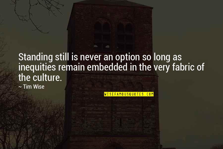 Culture Wise Quotes By Tim Wise: Standing still is never an option so long