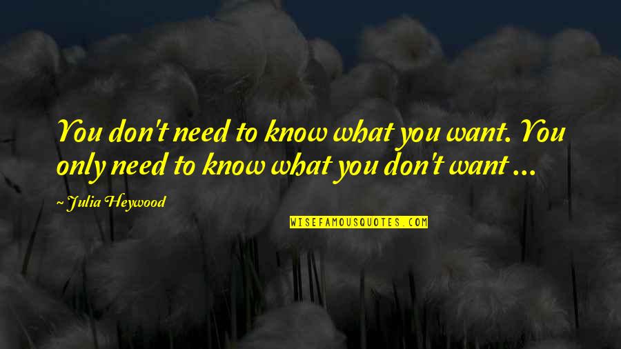 Culure Quotes By Julia Heywood: You don't need to know what you want.